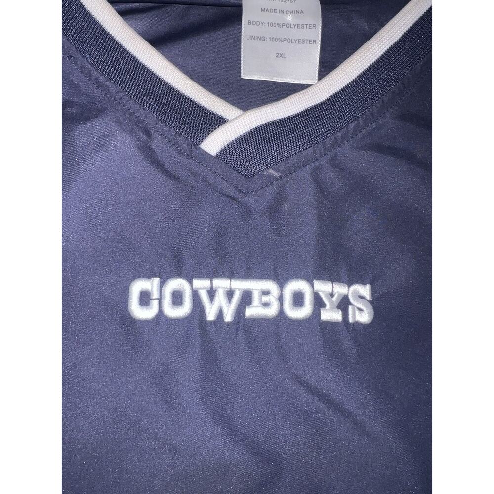 Dallas Cowboys Pullover Windbreaker 2XL Navy White V Neck NFL Authentic Apparel - Picture 4 of 7
